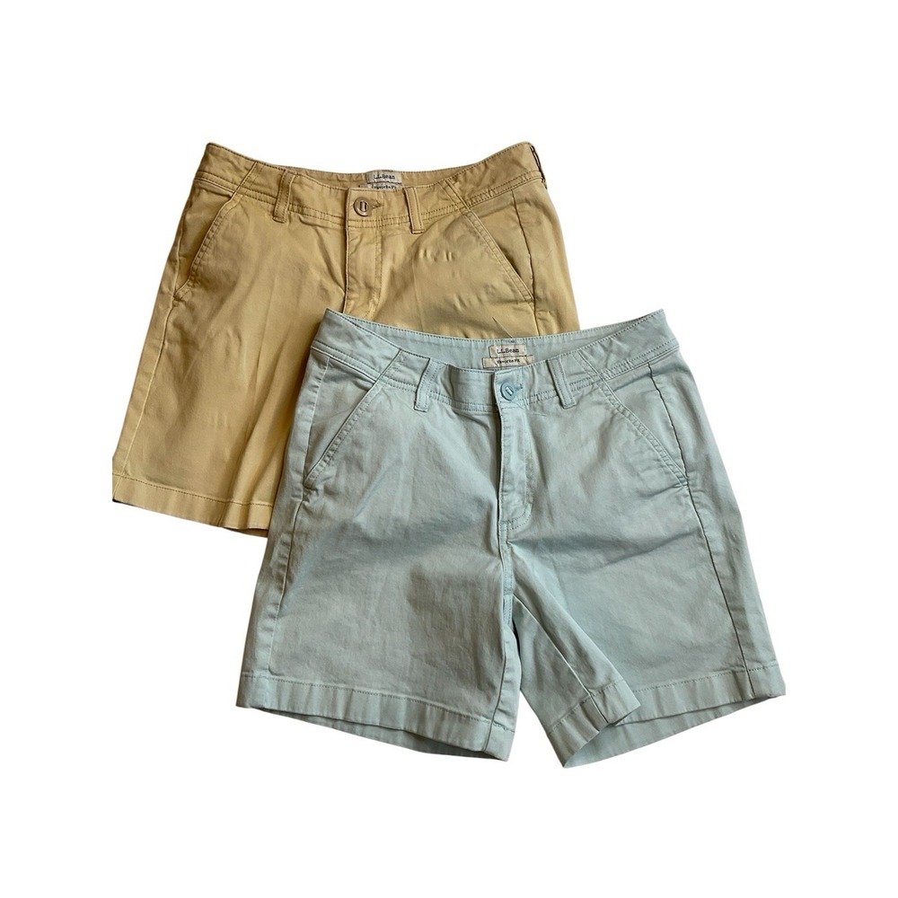LL Bean‎ Favorite Fit Shorts Women's Size 2 Khaki Light Blue Gorpcore Simple